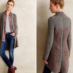 Moth Anthropologie Open Front Knit Cardigan Sweater L